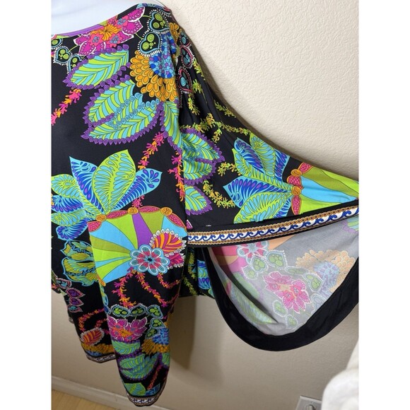 Trina Turk Top Sz m Multicolored Floral Shrug Pullover Boho Artsy Dress Coverup - Picture 6 of 9